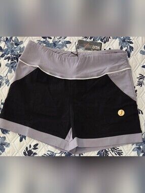 NWT SwingDish Women's Golf Shorts Gray Black Colorblock Stretch Size Large